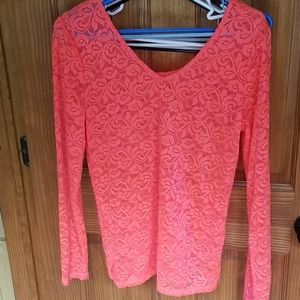 EUC Ladies Cruel Hot Pink Lace Long sleeve Size M